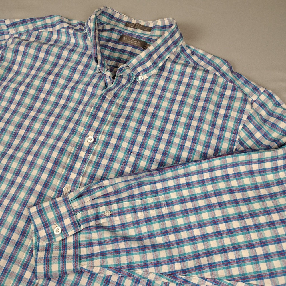 Daniel Cremieux Mens XXL Plaid Tencel Cotton Long Sleeve Button Down Shirt